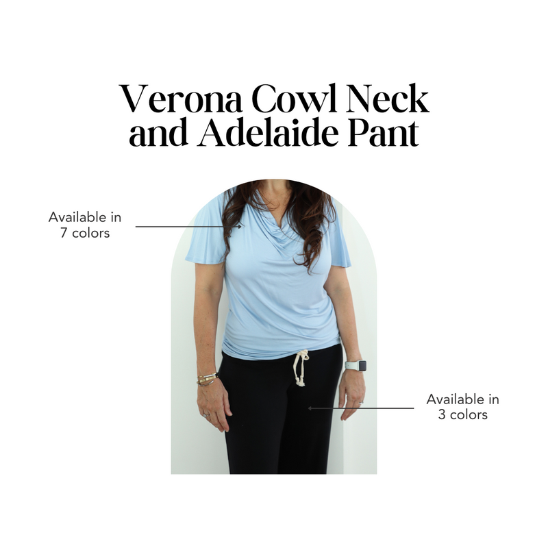 Verona Short Sleeve Cowl Neck - Chambray