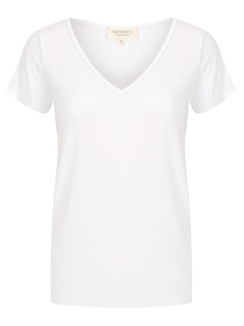 Premium Bamboo Amalfi V-Neck Tee — White