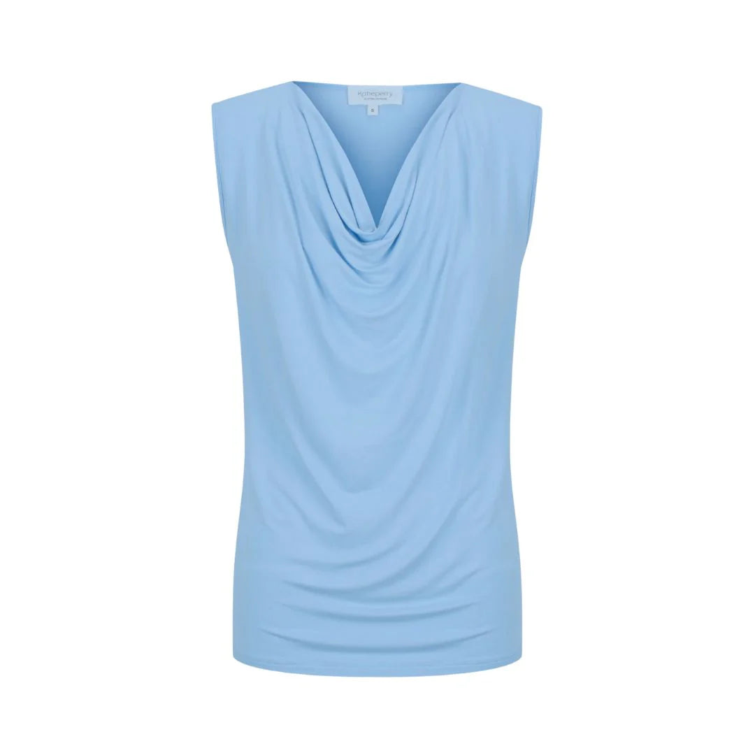 Capri Sleeveless Cowl Neck Top — Sky Blue