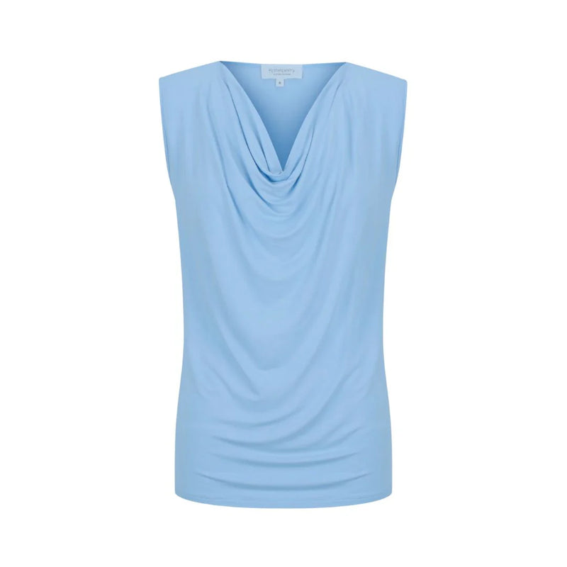 Capri Sleeveless Cowl Neck Top — Sky Blue