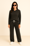 Paddington Pocket V-Neck Hoodie - Black