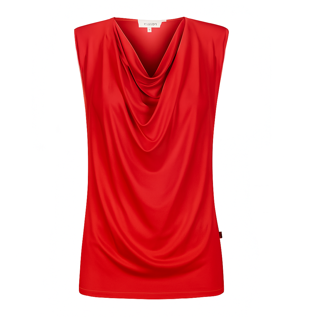 Capri Sleeveless Cowl Neck Top — Red