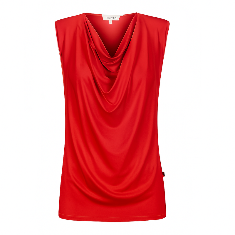 Capri Sleeveless Cowl Neck Top — Red