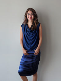 Capri Sleeveless Cowl Neck Top — Midnight Blue