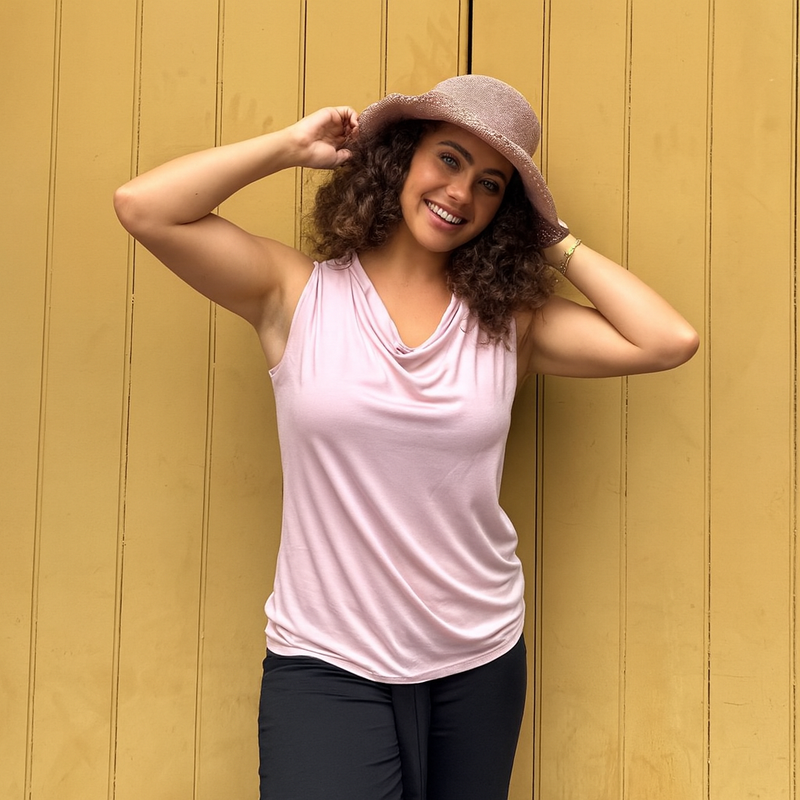 Capri Sleeveless Cowl Neck - Blush Pink