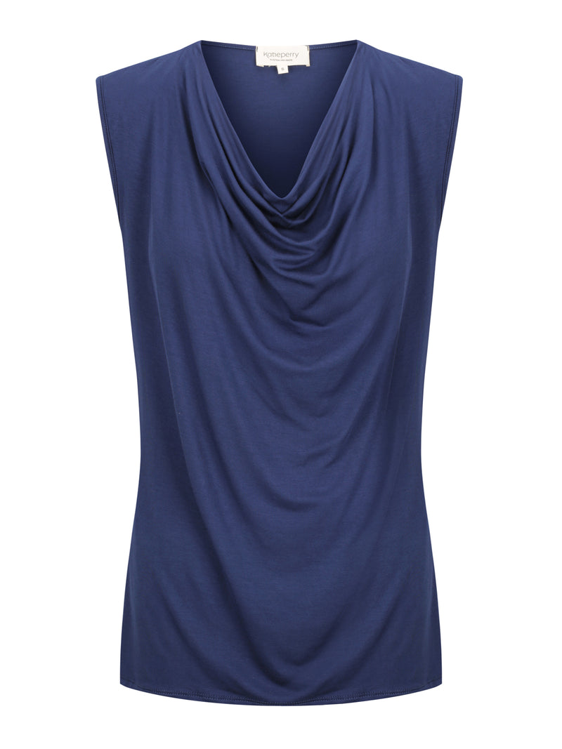 Capri Sleeveless Cowl Neck Top — Midnight Blue