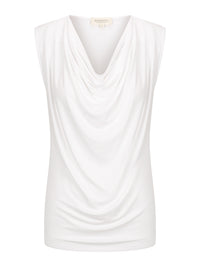 Capri Sleeveless Cowl Neck Top — White