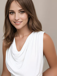 Capri Sleeveless Cowl Neck Top — White