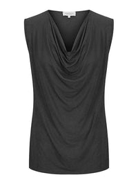 Capri Sleeveless Cowl Neck Top — Black