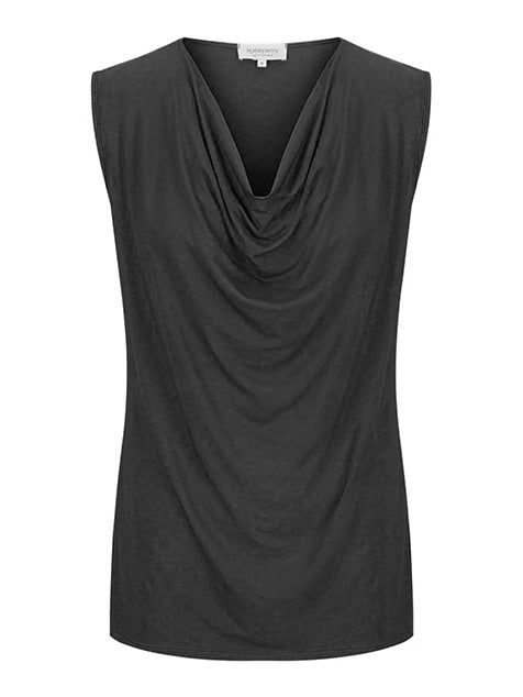 Capri Sleeveless Cowl Neck Top — Black
