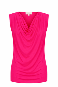 Capri Sleeveless Cowl Neck Top — Hot Pink