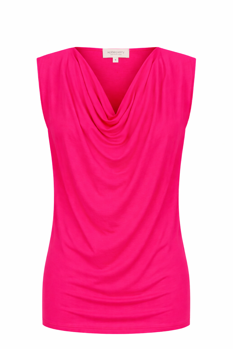 Capri Sleeveless Cowl Neck Top — Hot Pink