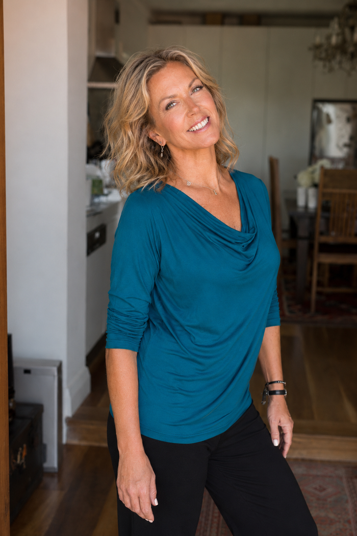 Tuscany Long Sleeve Cowl Neck Tops — Jewel