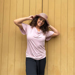 Verona Short Sleeve Cowl Neck - Blush Pink