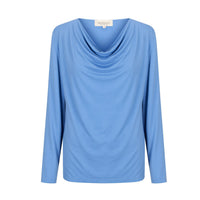 Tuscany Long Sleeve Cowl Neck Tops — Sky Blue
