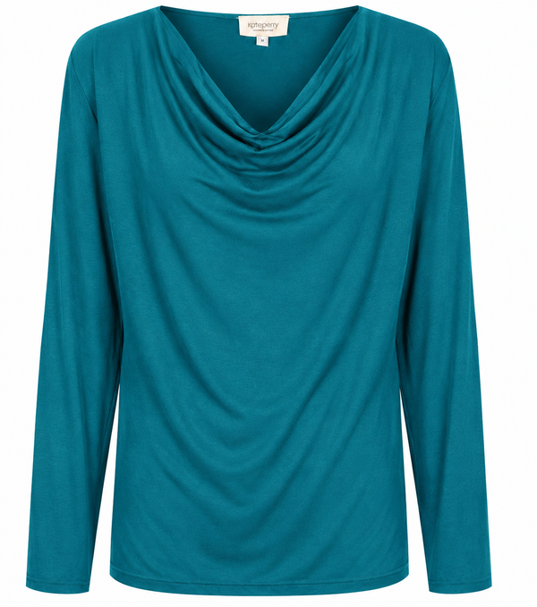 Tuscany Long Sleeve Cowl Neck Tops — Jewel