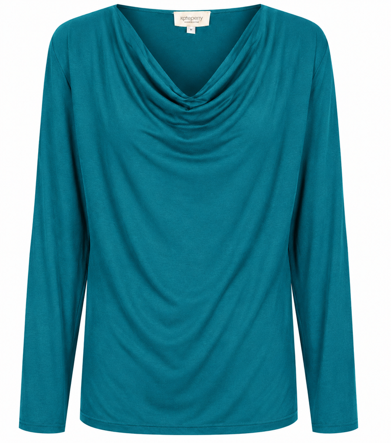 Tuscany Long Sleeve Cowl Neck Tops — Jewel