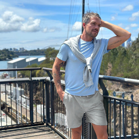 Avalon Bamboo Drawstring Shorts — Grey Marl