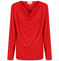 *PRE-ORDER * Tuscany Bamboo Long Sleeve Cowl Neck Tops - Flame Red