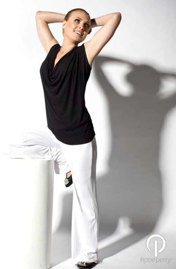 Capri Sleeveless Cowl Neck Top — Black