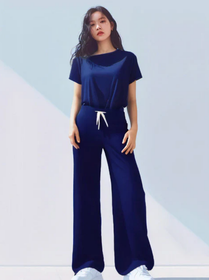 Shelly Tee & Adelaide Pant Set — Midnight Blue