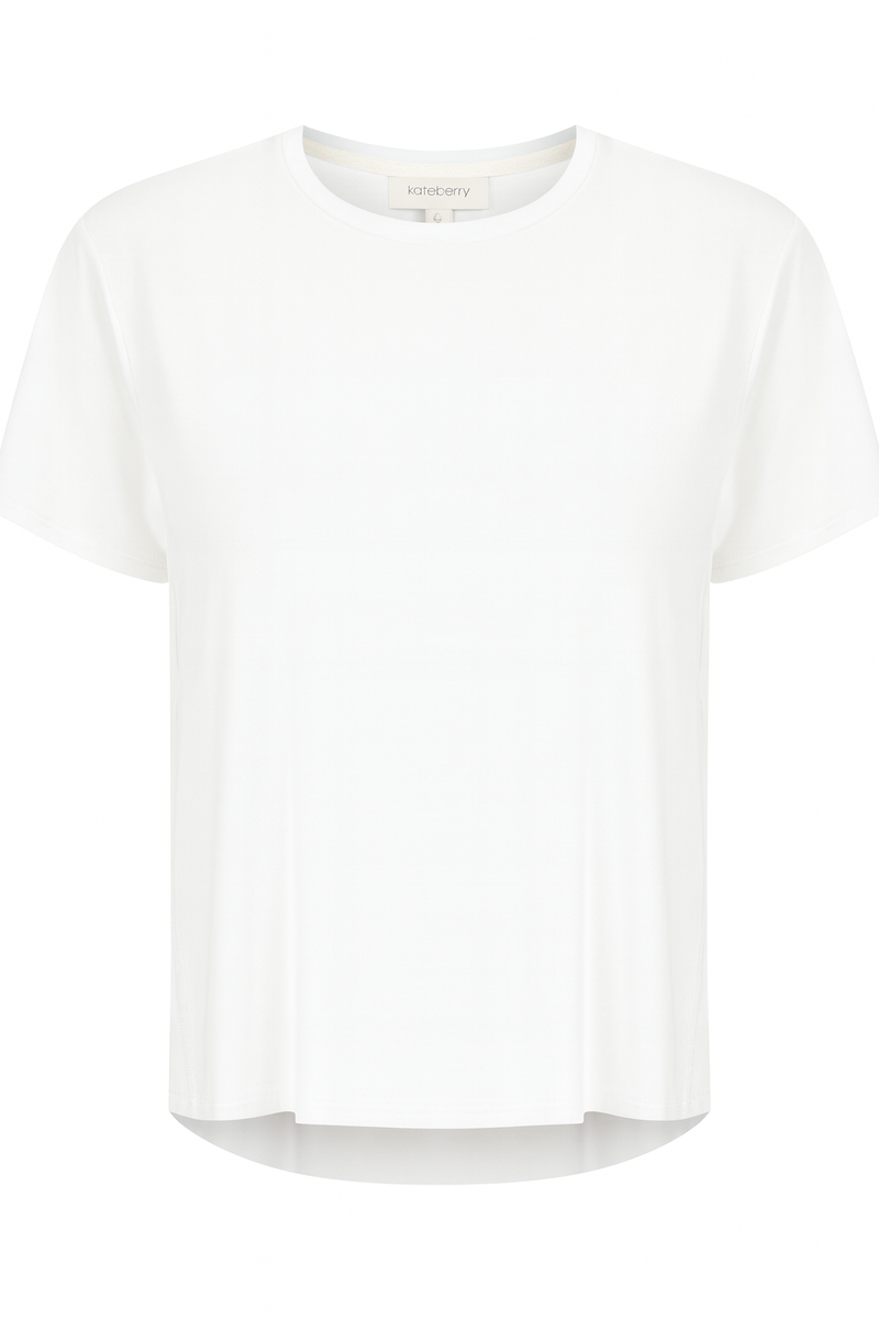 Shelly Round Premium Neck Tee — White