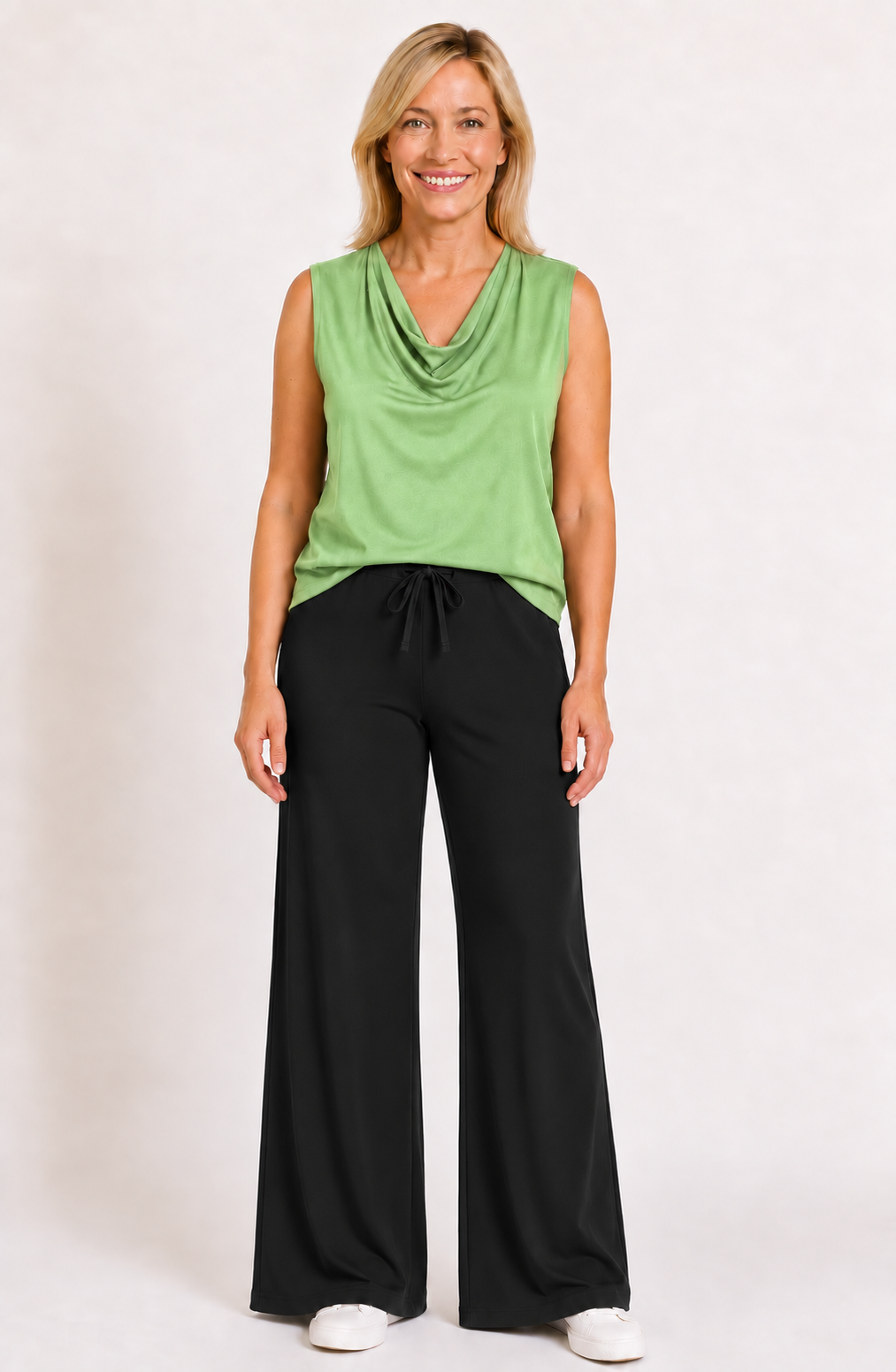*PRE-ORDER *Capri Bamboo Sleeveless Cowl Neck Top — Spring Green
