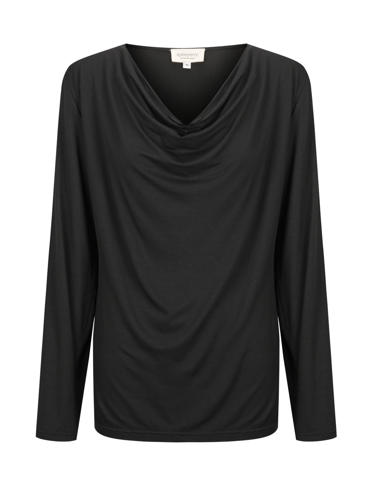 Tuscany Long Sleeve Cowl Neck Tops — Black