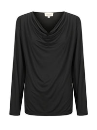Tuscany Long Sleeve Cowl Neck Tops — Black