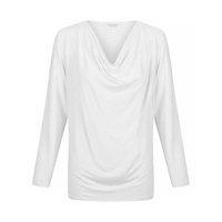 Tuscany Long Sleeve Cowl Neck Tops — White