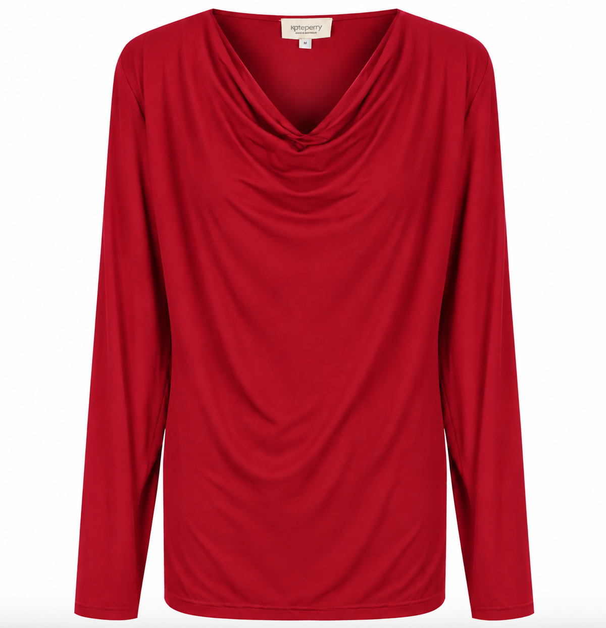 *PRE-ORDER - Tuscany Bamboo Long Sleeve Cowl Neck Tops - Flame Red