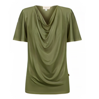 Verona Short Sleeve Cowl Neck- Khaki