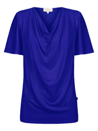 Verona Short-Sleeve Cowl Neck Top — Midnight Blue