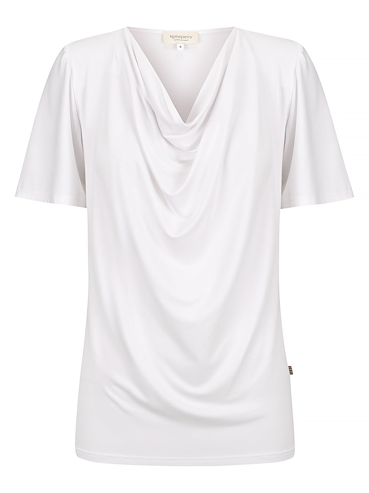 Verona Short-Sleeve Cowl Neck Top — White