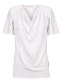 Verona Short-Sleeve Cowl Neck Top — White