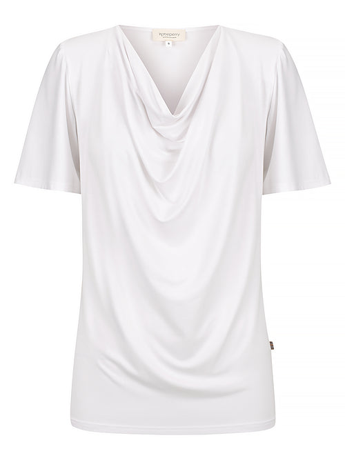 Verona Short Sleeve Cowl Neck - White