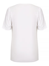 Verona Short-Sleeve Cowl Neck Top — White