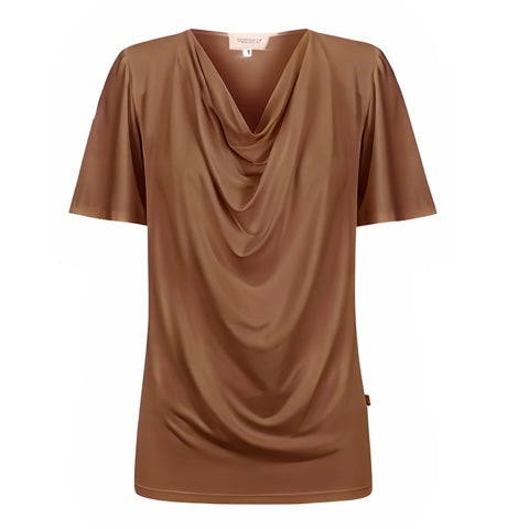 *PREORDER* Verona Short Sleeve Cowl Neck- Bronze