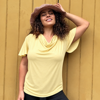 *PRE-ORDER * Verona Short-Sleeve Cowl Neck Top — Butter Yellow