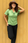 Verona Short Sleeve Cowl Neck - Moss Green