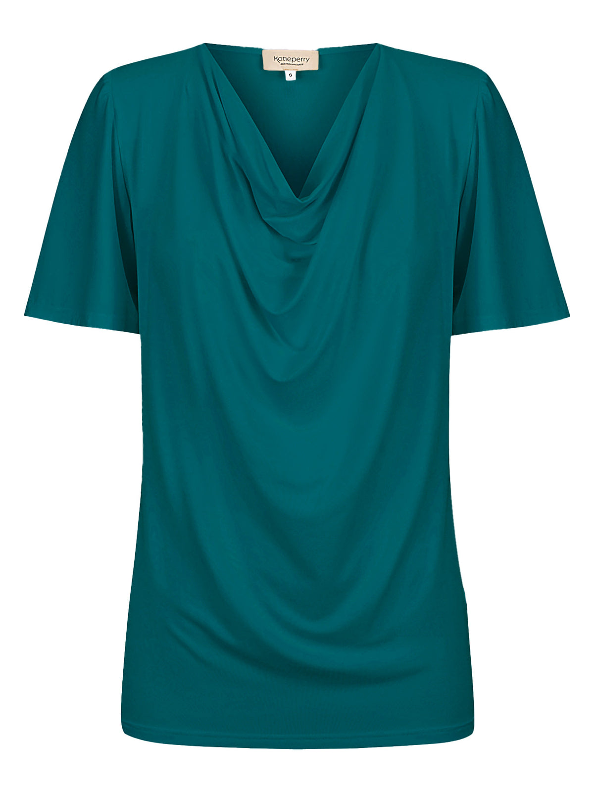 Verona Short-Sleeve Cowl Neck Top — Sea Green
