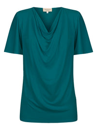 Verona Short-Sleeve Cowl Neck Top — Sea Green