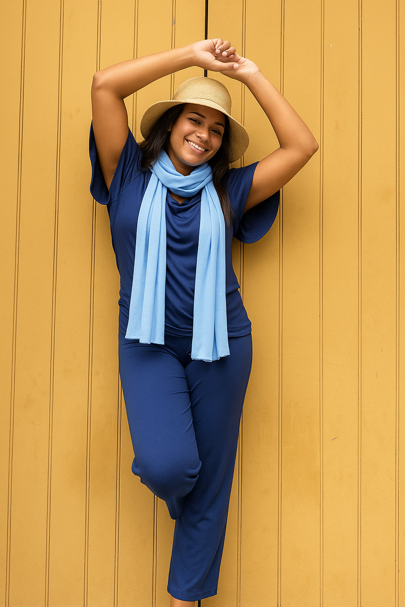 Superfine Merino Wrap -  Chambray Blue