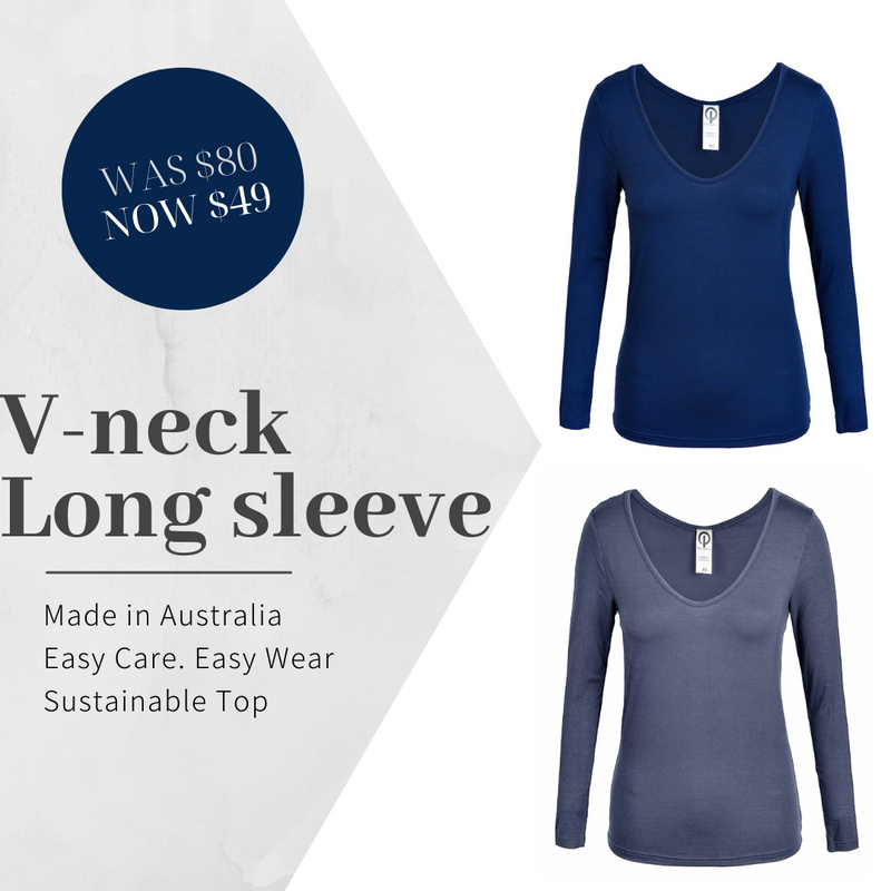 St Tropez V-neck Top - Charcoal