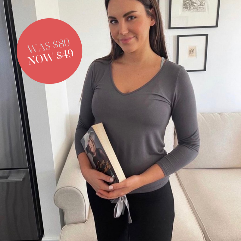 St Tropez V-neck Top - Charcoal