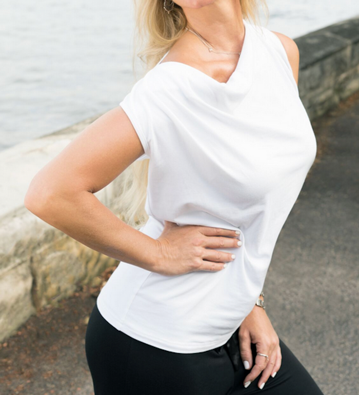 Capri Sleeveless Cowl Neck Top — White
