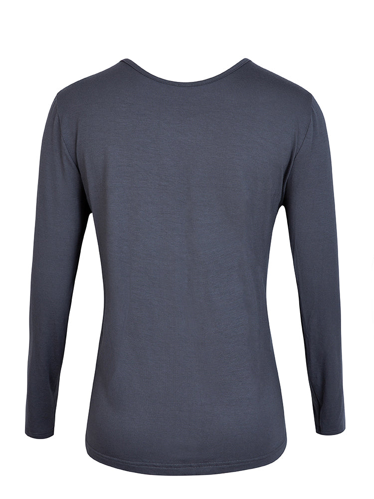 St Tropez V-neck Top - Charcoal