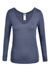 St Tropez V-neck Top - Charcoal